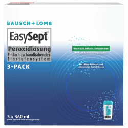 Bausch + Lomb EasySept Peroxidlösung - Kontaktlinsendesinfektions-Lösung für weiche Kontaktlinsen, Einstufen-Peroxidsystem mit Behälter, 3er Pack, 3 x 360 ml 360 ml (3er Pack) Angebot bei HelloDeals