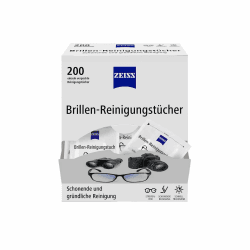 ZEISS Brillen-Reinigungst?cher mit Alkohol 200 St?ck zur schonenden & gr?ndlichen Reinigung Ihrer Brillengl?ser - jedes Tuch einzeln verpackt - ideal f?r unterwegs oder auf Reisen Weiß 200 Stück Angebot bei HelloDeals