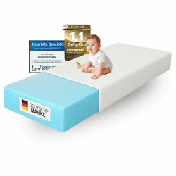 Arensberger Kindermatratze Babymatratze Nora | 60x120cm Höhe 12cm | Bezug waschbar & abnehmbar | punktelastischer Gelschaum | Jugend-matratze, allergiker freundlich Premium Bezug | Öko-Tex zertifizert Angebot bei HelloDeals