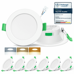 ALUSSO LED Einbaustrahler 230V 7W Dimmbar 68mm, IP44 Einbauleuchten Für Badezimmer Küche, 3000K/4000K/6500K Einbauspots, Rund Weiss 6er Set Rund Weiss IP44-6er Set Angebot bei HelloDeals