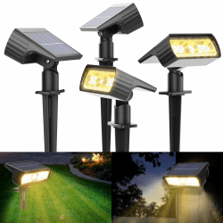 Solarlampen für Außen Garten, 3000K Warmweiß Solar Strahler 4 Stück, IP65 Wasserdicht Gartenleuchten, 2 Helligkeitsmodi Solarleuchten für Außen Garten, Hof, Gehweg 4 Stück - Warmweiß Angebot bei HelloDeals