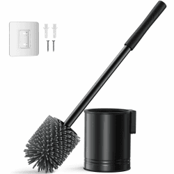 HAMITOR Klobürste Silikon Edelstahl - Toilettenbürste Schwarz Wandmontage - ein Ohne Bohren einfache reinigung- Edelstahl Wc Bürste Langlebig und Rostfrei - mit schnell trocknendem halter Badmöbel Set Schwarz 1 Stück Angebot bei HelloDeals