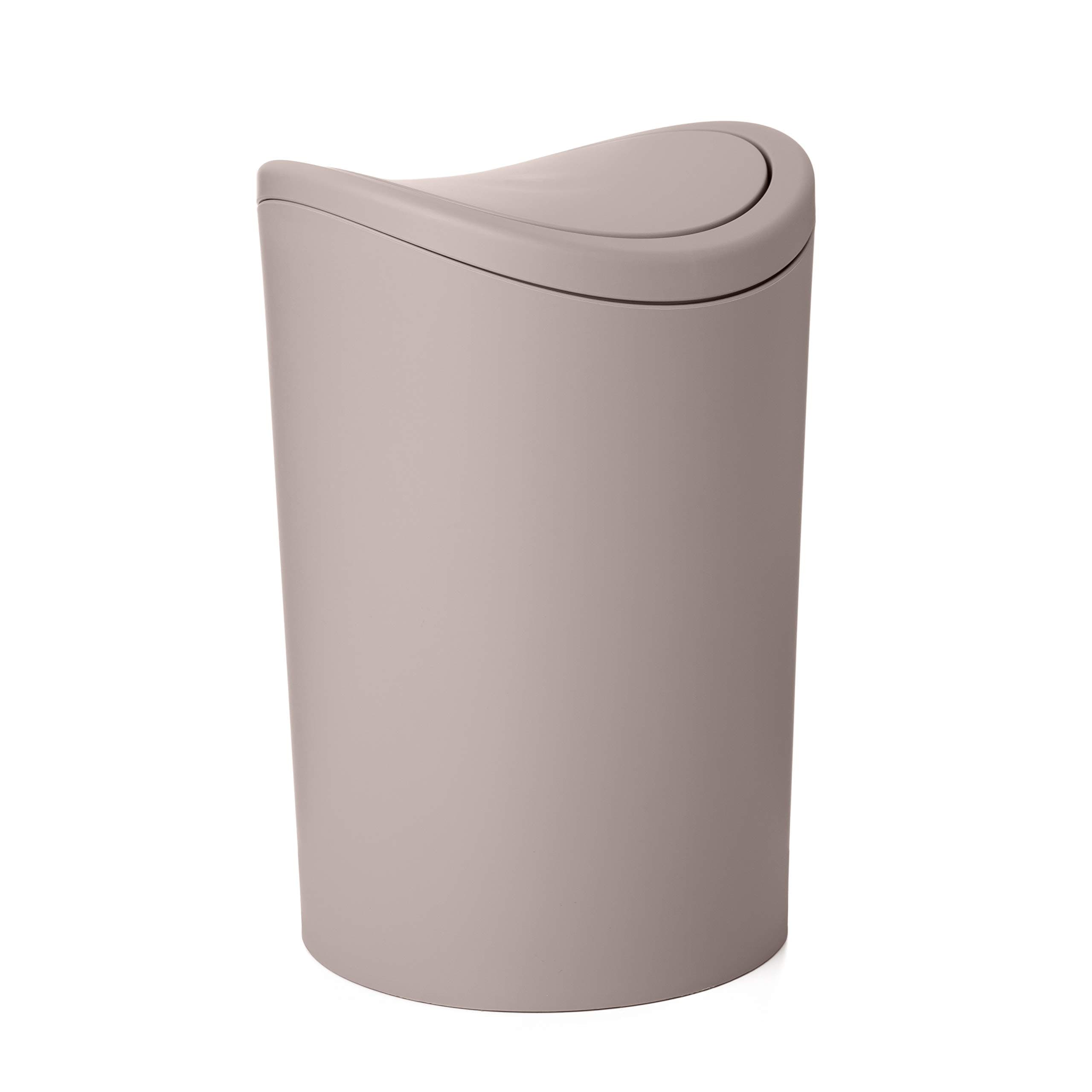 TATAY Badezimmer Mülleimer mit Schwingdeckel 6L | Kompaktes und Modernes Design | Robustes Kunststoffmaterial und Leicht zu Reinigen | 19 x 19 x 28 cm – Taupe Taupe 6L Angebot bei HelloDeals