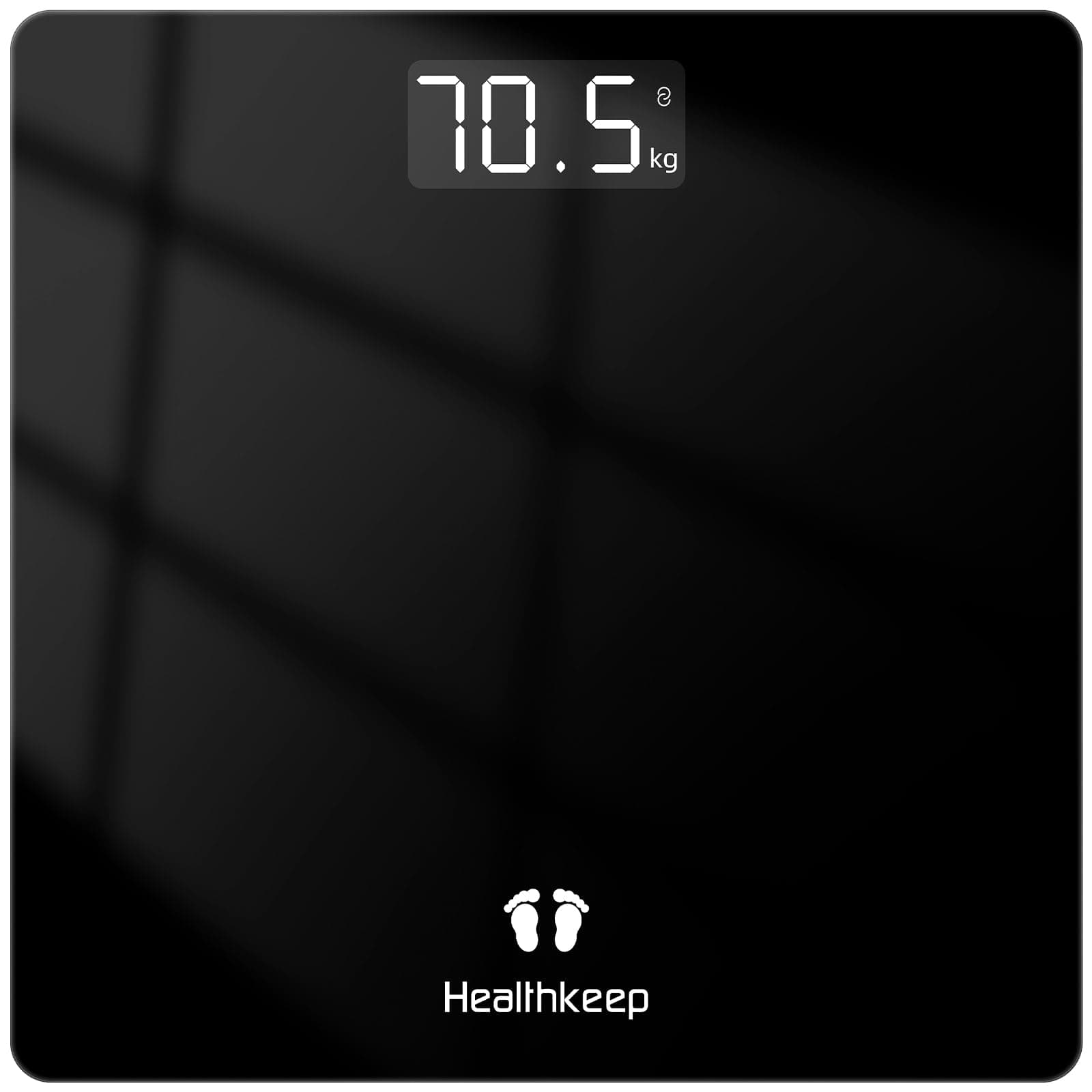 Healthkeep Personenwaage - Digital Körperwaage mit Hochpräzisions-Sensoren Tragkraft bis 180 kg, Digitalwaage mit Klare LED-Anzeig, Waage Personen aus Kompakt Siche rheitsglas 26 * 26cm-Schwarz 260 Schwarz 2025 Angebot bei HelloDeals