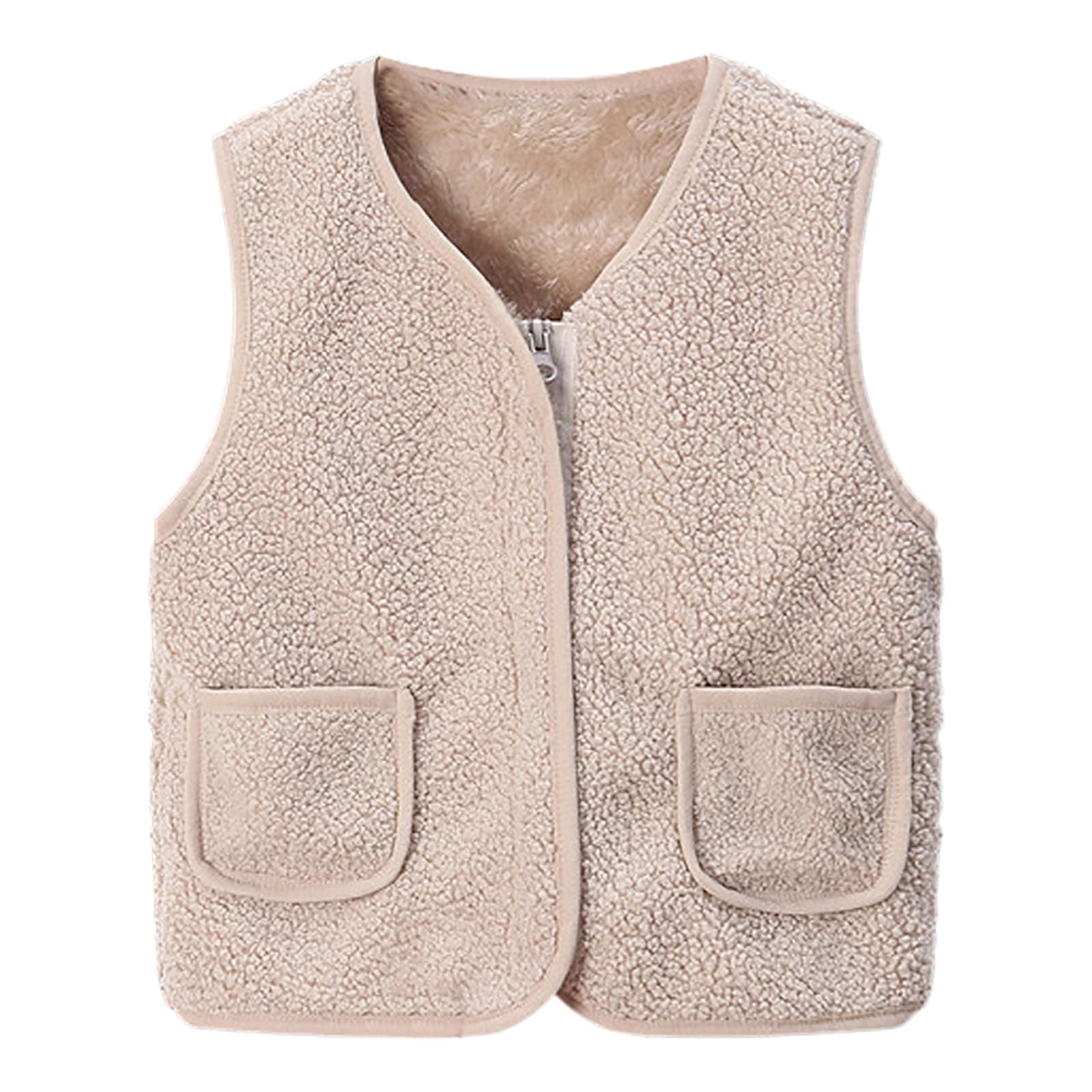 Baby Weste Mäntel Jungen Mädchen Winter Warme Fleece Jacke Solide Leichte Weste Tops Gilet Teddy Mantel Baby Armellos Waistcoat Kleinkind Ärmellose Warmen Fleeceweste Flauschige Outwear mit Tasche 120 Weiß Angebot bei HelloDeals