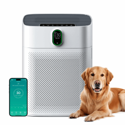 Luftreiniger für Allergiker, Air Purifier für Raucherzimmer, HEPA Filter Gegen Staub Pollen, CADR 300 m³/h für 100 m², 24 dB, Timer, Luftqualitäts-Feedback & Automodus, Mattweiß, 1 Pack+3 Modi Mattweiß 1 Angebot bei HelloDeals