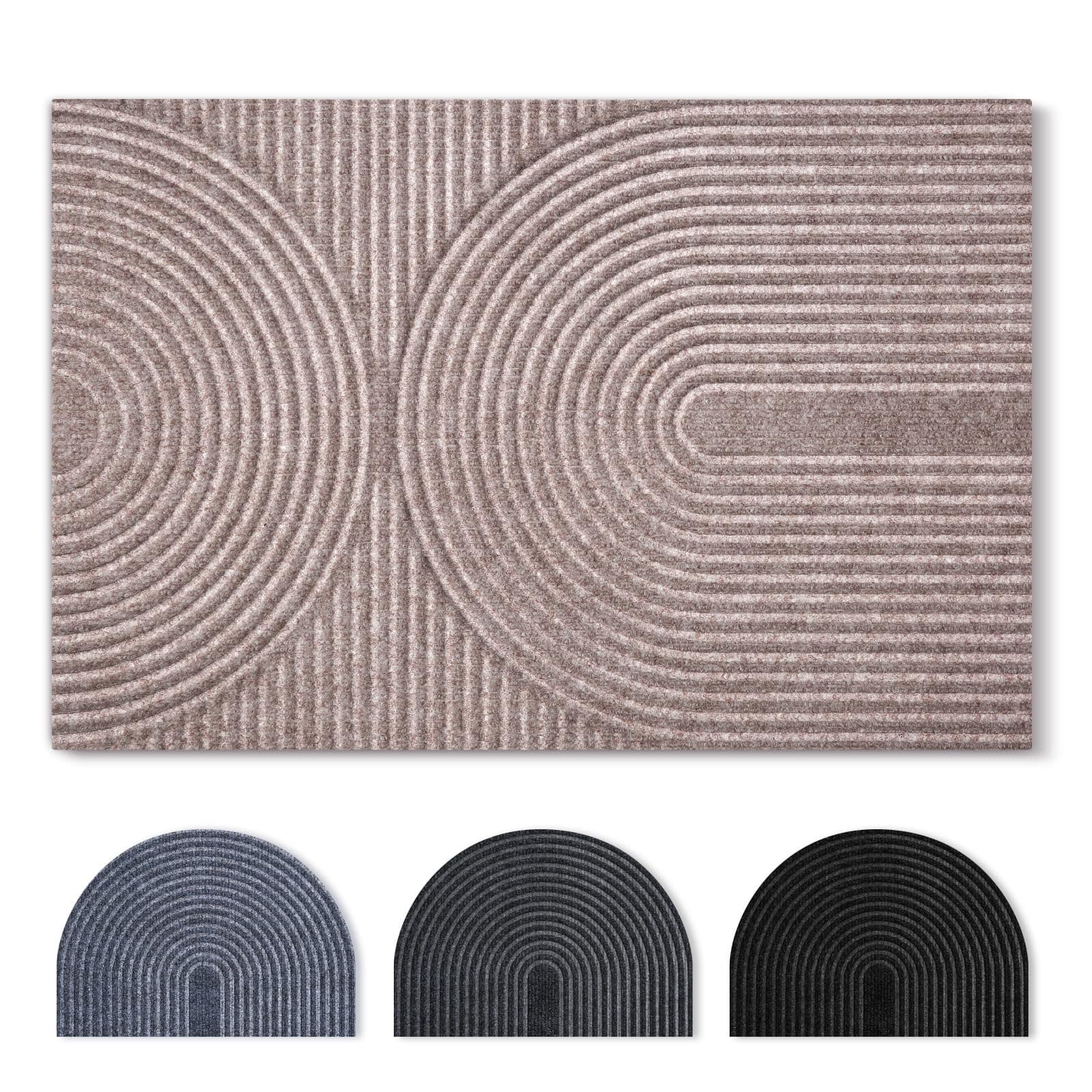 Fußmatte 40x60cm, rutschfeste Maschinenwaschbare Schmutzfangmatte, Teppich Wohnzimmer Innen und Außen Türmatte, Wasserdicht Fussmatte für Eingang, Flur, Haustür 40 x 60 cm Beige Braun Wellen Angebot bei HelloDeals