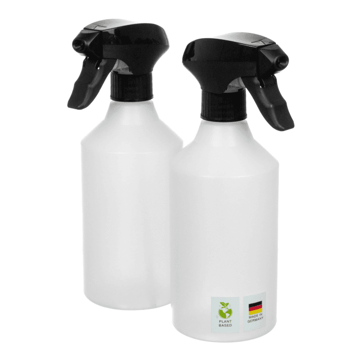 AP Nachhaltige Sprühflasche GREEN PE 2 x 500 ml I Zerstäuber mit verstellbarem Sprühkopf I Für Pflanzen, Reinigung & Haushalt I Chemikalienbeständige Sprühflasche aus biobasiertem Kunststoff Angebot bei HelloDeals