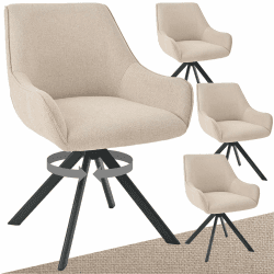 Esszimmerstühle Drehbar 4er Set mit Armlehne – 360°Drehbar Polsterstuhl Leinen Modern Drehstuhl Küchenstuhl mit Metallgestell und Rückenlehne für Esszimmer, Wohnzimmer, Büro, Beige 4 Leinen-beige 4er Angebot bei HelloDeals