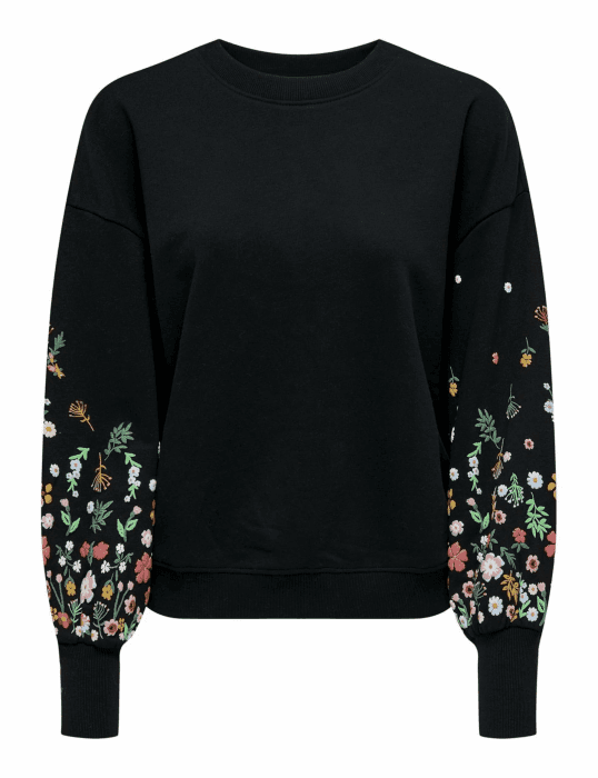 ONLY Female Sweatshirt ONLBROOKE Sweatshirt L Black/Print:sleeve Flower Angebot bei HelloDeals