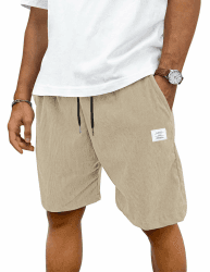 TARAINYA Corduroy Kurze Hosen Herren Baumwolle Kordelzug Shorts Hose Sommer Stretch Mit Taschen A Hellkhaki L Angebot bei HelloDeals