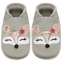 IceUnicorn Krabbelschuhe Baby Lauflernschuhe Jungen Mädchen Weicher Leder Babyhausschuhe Kleinkind Rutschfeste Lederschuhe Baby 12-18 Monate Hellgrauer Fuchs Angebot bei HelloDeals