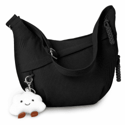 Crossbody Bag Damen Umhängetasche, Halbmond Crossbody Bag, Tasche Casual Schultertasche, Hobo Halfmoon Bag mit Verstellbarer Schultergurt, Bauchtasche Damen für Arbeit Reisen Alltag #1 Schwarz Angebot bei HelloDeals