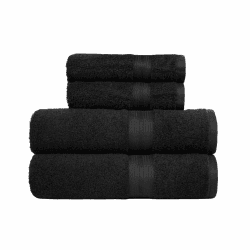 Amazon Basics Handtücher Set 4-teilig, 100% Baumwolle Ausbleichbeständig Weich, 2 Badetücher + 2 Handtücher, Schwarz 2 Badetücher und 2 Handtücher Schwarz Angebot bei HelloDeals