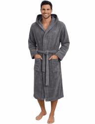Morgenstern Bademantel Herren Kapuze Frottee 100% Baumwolle Lang Cadiz Salamanca L Grau Angebot bei HelloDeals