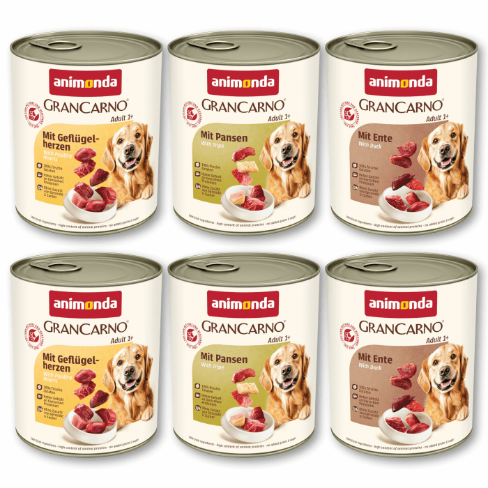 animonda GranCarno Adult Deftige Variation (6 x 800 g), Hundenassfutter für ausgewachsene Tiere, Nassfutter für Hunde mit 100% frischen, fleischlichen Zutaten, Hundefutter ohne Getreide Mix Deftige Variation 800 g (6er Pack) Angebot bei HelloDeals