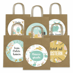 Papierdrachen XXL Geschenktüten für Kinder zu Ostern - Osterdeko - Kreatives Osternest mit 6 Papiertüten und XXL Sticker (14cm) in türkis - Set Nummer 11 Angebot bei HelloDeals