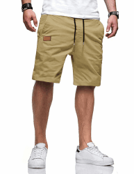 TARAINYA Kurze Hosen Herren Baumwolle Casual Shorts Herren Tunnelzug Elastische Sommer Chino mit Taschen L A Hellkhaki Angebot bei HelloDeals