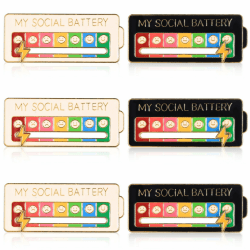 6 Stück My Social Battery Pins, Brosche für Soziale Stimmung Lustige Soziale Batterie-pins für 7 Tage Interaktive Stimmungsnadeln, Dekoration Emotionale Anstecknadeln Emaille Pins Angebot bei HelloDeals