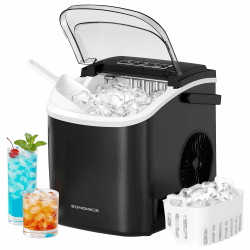 SONGMICS Eiswürfelmaschine, Eiswürfelbereiter, Eismaschine mit Selbstreinigung, in 6 Minuten 9 Würfel in 2 Größen, 12 kg in 24 Stunden, tragbar, Küche, WG, Party, Camping, tintenschwarz XZB001B1EU Angebot bei HelloDeals