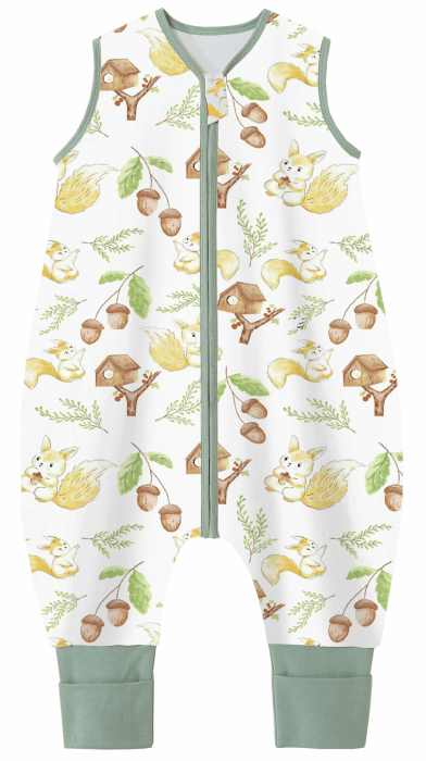 Chilsuessy Baby Schlafsack mit Beinen 1.5 Tog, 90cm/Baby Höhe 95-105cm, Baumwolle, Unisex, 6-18 Monate 90cm/Baby Höhe 95-105cm 1.5 Tog/Eichhörnchen Angebot bei HelloDeals