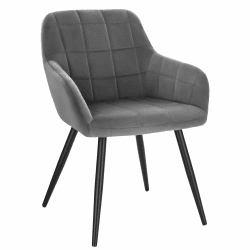 WOLTU Esszimmerstühle 1er Set Sessel Küchenstuhl Polsterstuhl Wohnzimmerstuhl mit Armlehnen, Sitzfläche aus Samt, Metallbeine, Dunkelgrau Dunkelgrau 1er Set Angebot bei HelloDeals