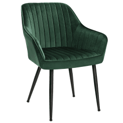 SONGMICS Esszimmerstuhl, Küchenstuhl, Sessel, Samt, Polsterstuhl mit Armlehnen, Loungesessel, bis 120 kg belastbar, Metallbeine, für Esszimmer, Küche, grün-tintenschwarz LDC087C01 Grün + Tintenschwarz 1er Set Angebot bei HelloDeals