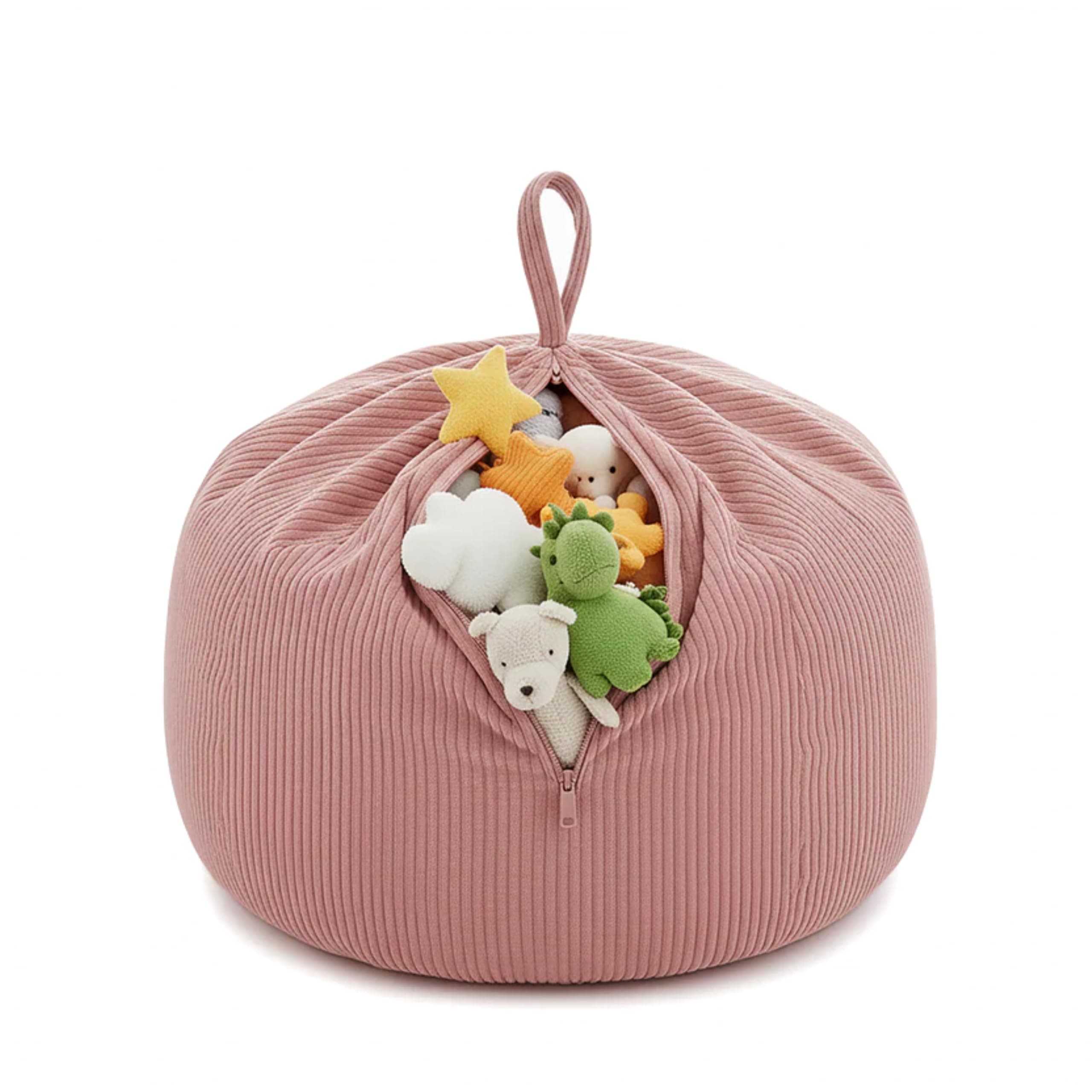 Gutekissen® Kinder Sitzsack-Bezug für Stofftiere 85×85×50 cm - Spielzeug Aufbewahrung für Kinderzimmer - Kuscheltier-Organizer für Plüschtiere & Decken - Oeko-Tex Stoff, Reißverschluss (Rosa) Angebot bei HelloDeals