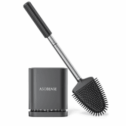 ASOBEAGE Silikon Toilettenbürste: Flexibler Kopf, Edelstahlgriff, Wandmontage, schnell trocknender Halter für die Reinigung des Badezimmers (Schwarz) Schwarz3 1 Packung Angebot bei HelloDeals