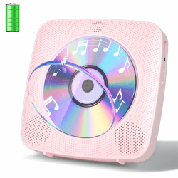Gueray Desktop CD Player Bluetooth CD-Spieler mit Lautsprechern für Zuhause 1800mAh Tragbarer CD-Player mit AUX USB Kopfhörer Jack FM Radio mit Fernbedienung Staubschutz LCD Display für Kinder-Rosa Angebot bei HelloDeals