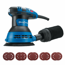 DongCheng Exzenterschleifer 300W, 125mm Schleifmaschine, 6 Geschwindigkeiten, 4,000-12,000 U/min mit Staubfangbehälter und 10 Schleifpapier, ideal für Holzbearbeitungsprojekte und Heimwerkerarbeiten 300W Exzenterschleifer Angebot bei HelloDeals