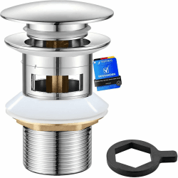 Ibergrif Messing Ablaufgarnitur Waschbecken mit Überlauf – 41–50mm Pop-up Stopfen mit Chromadapter, Tropf- und auslaufsicher, Anti-Verstopfung, Modell M20502 Chrom mit Überlaufloch(Großer Deckel) Angebot bei HelloDeals