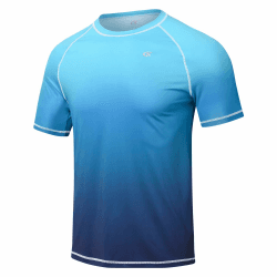 Herren UV Shirt Rashguard T-Shirt Schwimm Shirt Schnelltrocknend Leicht Atmungsaktiv Surfen Angeln Wandern Top XL 1-verlaufsfarbe Blau Angebot bei HelloDeals