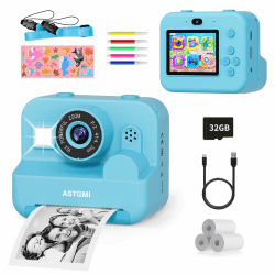 Kids Camera,Instant Print Selfie Camera, 1080P HD Digital Camera for Boys with Print Paper & 32GB Card, Christmas Birthday Gifts Kids Toys for 3-12 Years Old Boys(Blue) Blau Angebot bei HelloDeals
