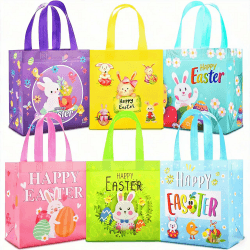 AhfuLife Ostertüten mit Hasen Ostereiern Henne, 23 x 21 x 11cm, 6 Stück Ostern Geschenktüten Wiederverwendbare für Kinder Geschenk Eiersuche Oster Deko Stil 1-6 Stück Angebot bei HelloDeals