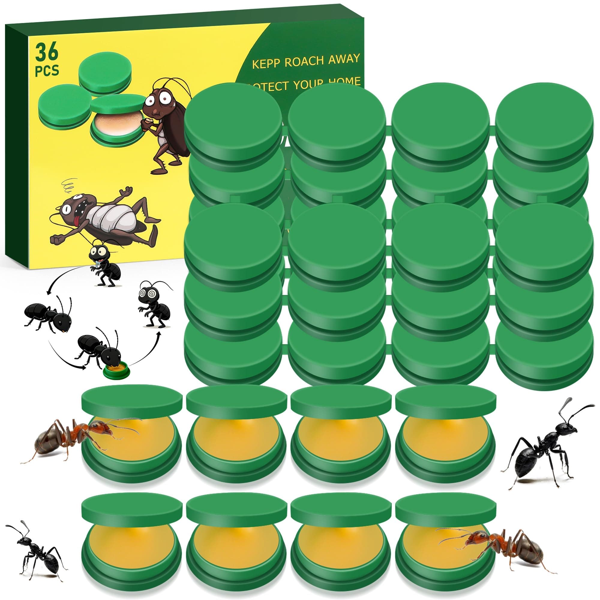 36 PCS Ameisenköderstationen für den Innen und Außenbereich, Ameisengelköder mit Effektiver Sofortwirkung, Sicher für Kinder und Haustiere Angebot bei HelloDeals