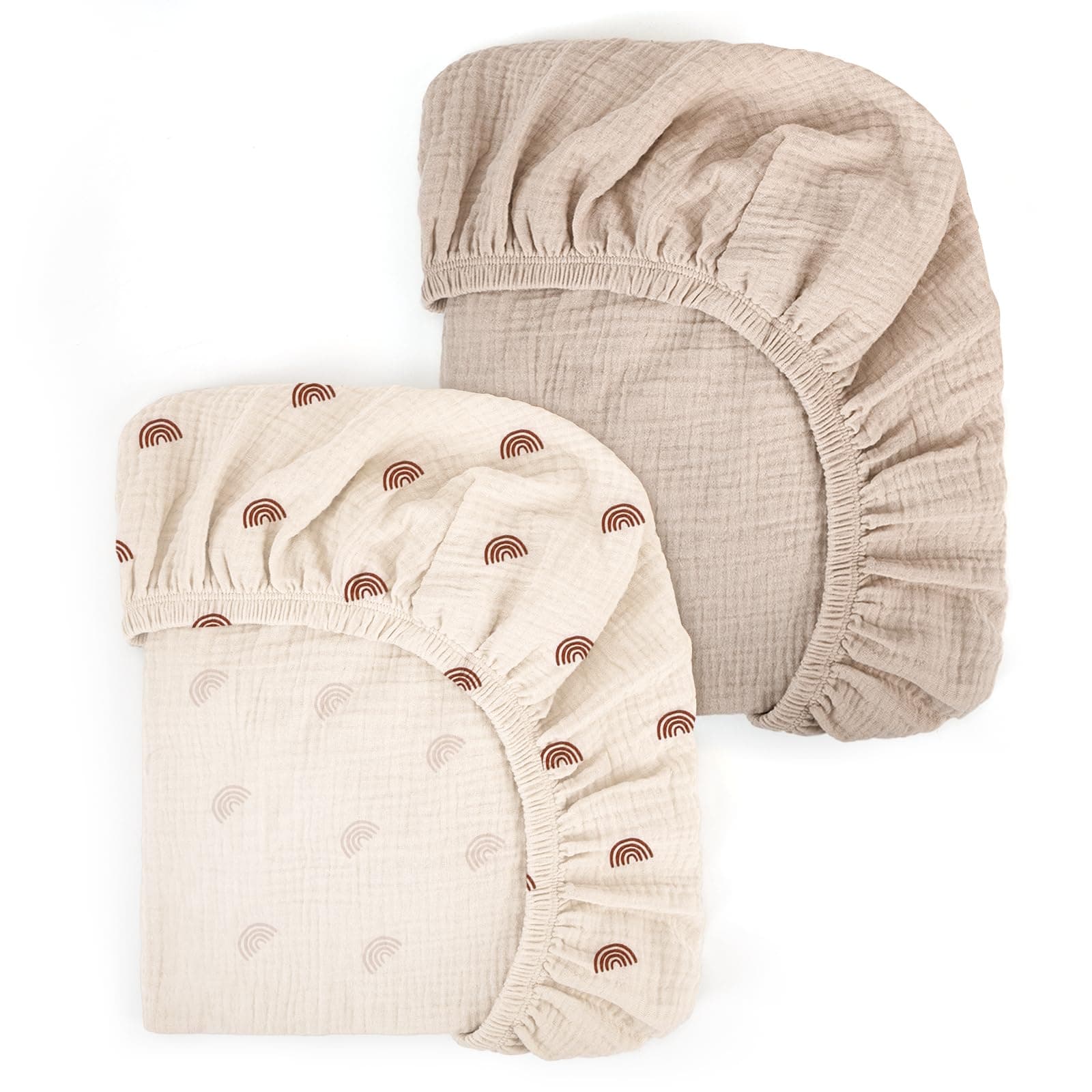Musselin-Baumwolle Spannbettlaken 80x40cm, Kinderwagen Spannbettlaken Stubenwagen Matratzenbezug für Moseskorb, Babybett und Beistellbett für Jungen und Mädchen, 2er Pack, Regenbogen Angebot bei HelloDeals