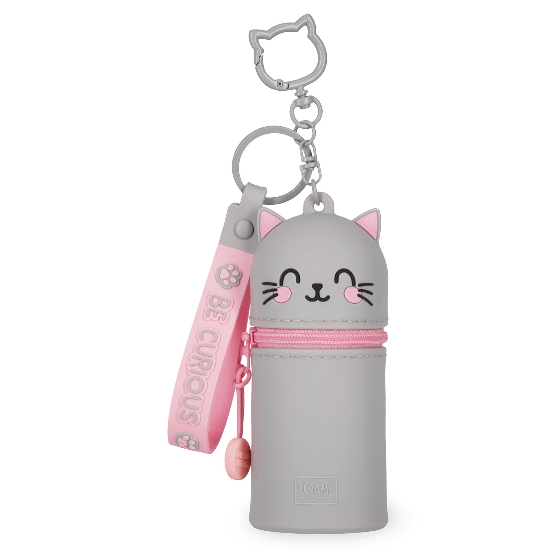 Legami - Mini-Geldbörse mit Schlüsselanhänger Kawaii, mit Spirale, Karabinerhaken und Handschlaufe, aus Silikon, 5 x 12 x 5 cm KITTY Angebot bei HelloDeals