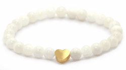Echtes Mondstein Edelstein Armband mit 6mm Perlen und Edelstahlherz - verschiedene Längen - Heilstein Schutzstein Talisman Glücksbringer Geschenk (Mondstein, 16CM) S - 16 CM Mondstein Angebot bei HelloDeals