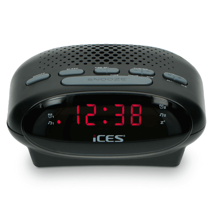 iCES ICR-210 Uhrenradio - Radiowecker mit Stromkabel - 2 Weckzeiten - PLL FM - Schlummerfunktion - Sleeptimer - Gangreserve - kompakt - schwarz Angebot bei HelloDeals