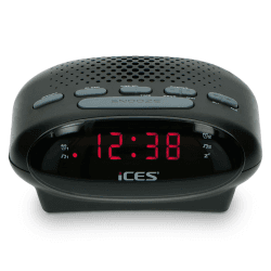 iCES ICR-210 Uhrenradio - Radiowecker mit Stromkabel - 2 Weckzeiten - PLL FM - Schlummerfunktion - Sleeptimer - Gangreserve - kompakt - schwarz Angebot bei HelloDeals