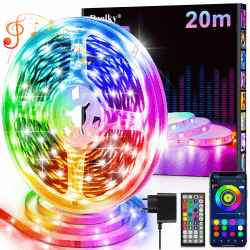 LED Streifen LED Strip 20m mit Fernbedienung & App & Musik Sync, RGB Lichterkette Dimmbar Farbwechsel, LEDs Leiste Band Stripes Bluetooth Selbstklebend für Zimmer Deko/Küche/Decke/Gaming/Party Rgb 20m Angebot bei HelloDeals