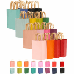 Gcardist 16 Stk. Krafttaschen mit Griffen 21x15x8cm Kleine Geschenktüten 16 verschiedene Farbtaschen Vielseitig einsetzbar (8.3x6x3Inch, Kleine Größe) B-16 Farbe Mehrfach 16 stück (16er Pack) Angebot bei HelloDeals