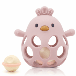 farout Montessori Beißring & Rassel für Babys - Sensorik Spielzeug ab 0 Monate, Zahnungshilfe & Greifball - Geschenk für Jungen & Mädchen (Flesh Pink) Angebot bei HelloDeals