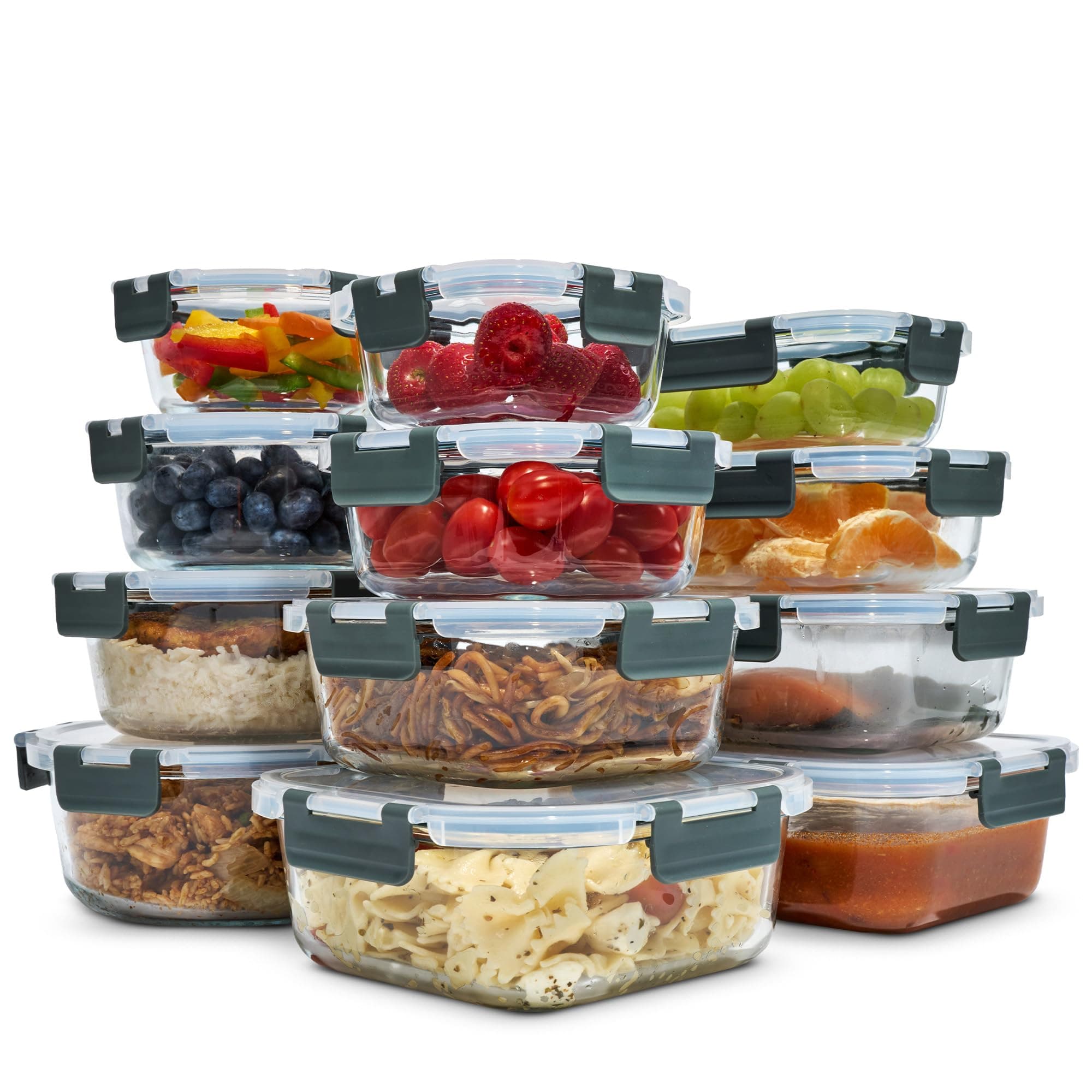 uandu Glasbehälter mit Deckel – Meal Prep Boxen Set 12-teilig – Frischhaltedosen Glas BPA-frei – Spülmaschinen-, Mikrowellen- & Gefrierschrankgeeignet Anthrazit 12er Set Angebot bei HelloDeals