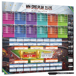 AhfuLife WM Spielplan 2026 Poster für Deko Fußball WM 2026 - Groß Fussball Planer 100 x 70cm - Enthält 42 Mannschaften Gruppen Knockout und Finale alle Ergebnisse der Spiele WM 2026 Spielplan Angebot bei HelloDeals