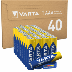VARTA Batterien AAA, 40 Stück, Industrial Pro, Alkaline Batterie, 1,5V, Vorratspack in umweltschonender Verpackung, Made in Germany [Exklusiv bei Amazon] Angebot bei HelloDeals