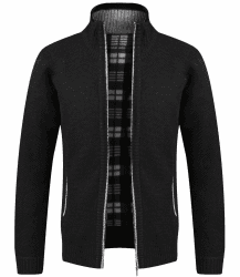 GLESTORE Strickjacke Herren Trachtenjacke Cardigan Fleecejacke Strickjacken für Herren Strickfleecejacke M Schwarz Angebot bei HelloDeals