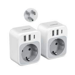 TESSAN 2 Pack USA Adapter Steckdose, 4 in 1 Adapter USA Deutschland Stecker mit USB C und 2 USB A, Reiseadapter Thailand, Steckdosenadapter US für Thailand Kanada Amerika Mexiko, Typ B Reisestecker EU to US 1 USB C Angebot bei HelloDeals