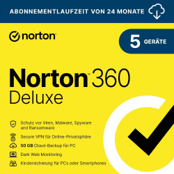 Norton 360 Deluxe 2026 │ 5 Geräte │2 Jahre │ Aktivierungscode per Email per Email (Aktivierungscode) 5 Geräte 2 Jahre Angebot bei HelloDeals